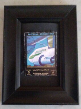 Framed Stamp Art - Boeing 747 Aircraft